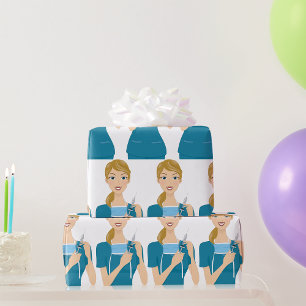 Smiling Nurse with Syringe  Wrapping Paper