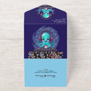 Smiling Octopus DJ, Happy Music Jungle / Birthday All In One Invitation