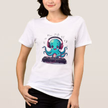 Smiling Octopus DJ, Happy Music Jungle T-Shirt