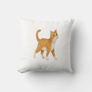 Smiling Orange Cat Decorative Pillow