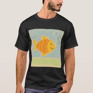 Smiling Orange Fish with Bubbles T-Shirt