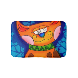 Smiling Orange Tabby Cat Bath Mat