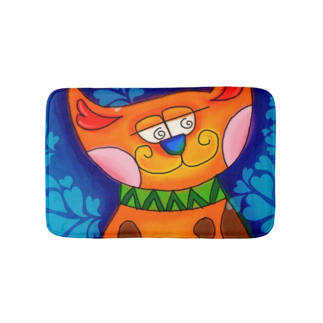 Smiling Orange Tabby Cat Bath Mat (Front)