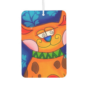 Smiling Orange Tabby Cat Car Air Freshener