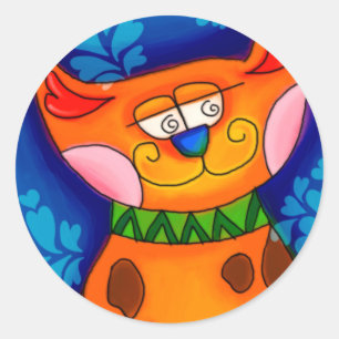Smiling Orange Tabby Cat Classic Round Sticker