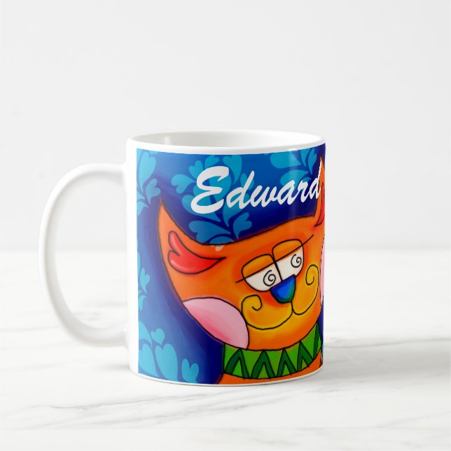 Smiling Orange Tabby Cat Coffee Mug (Left)