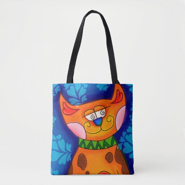 Smiling Orange Tabby Cat Tote Bag (Front)