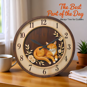 Smiling Orange Tabby Nature Large Clock