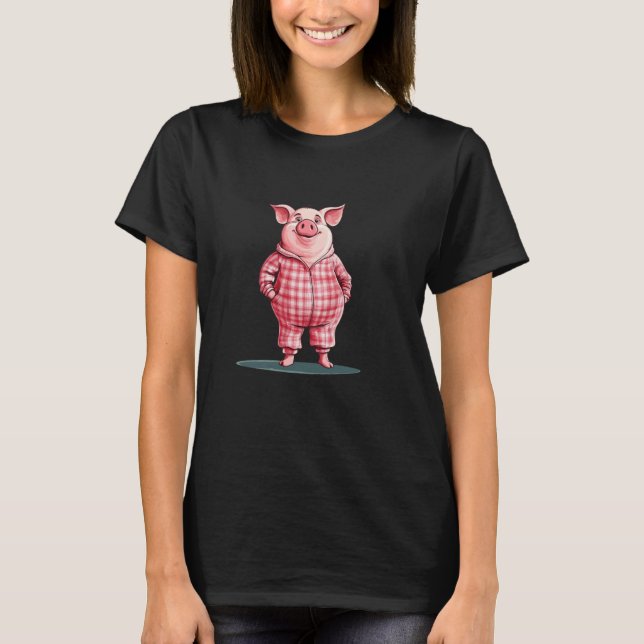 Smiling Pajama Pig Costume for Pork and Sleepwear  T-Shirt (Front)