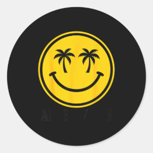 Smiling palm tree hawaii beach summer vacation classic round sticker