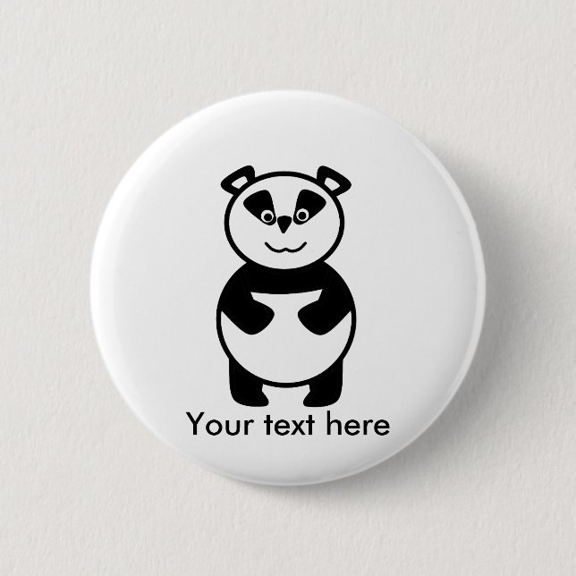 Smiling panda bear 6 cm round badge (Front)