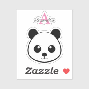Smiling Panda Face Monogram – Cute Kawaii Personal