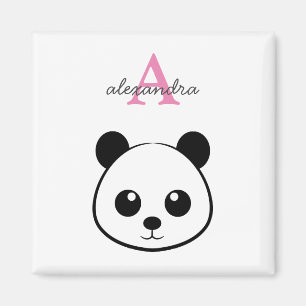 Smiling panda face Monogram Magnet