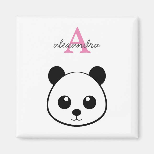 Smiling  panda face Monogram  Magnet (Front)