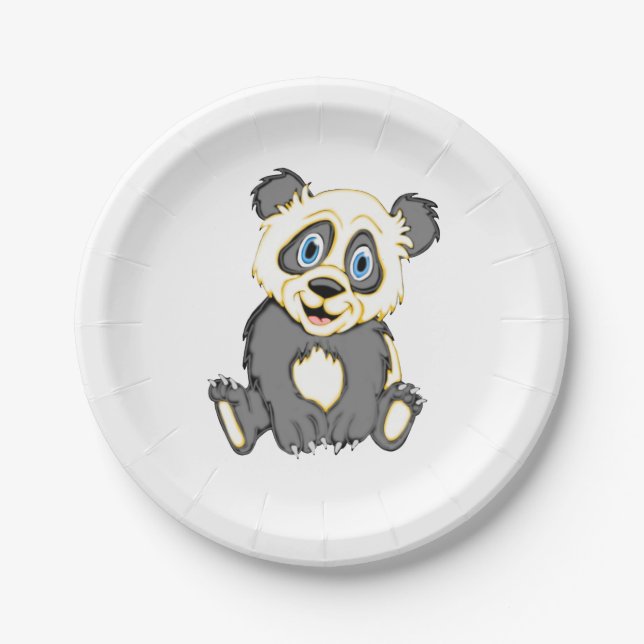 Smiling Panda Paper Plate (Front)