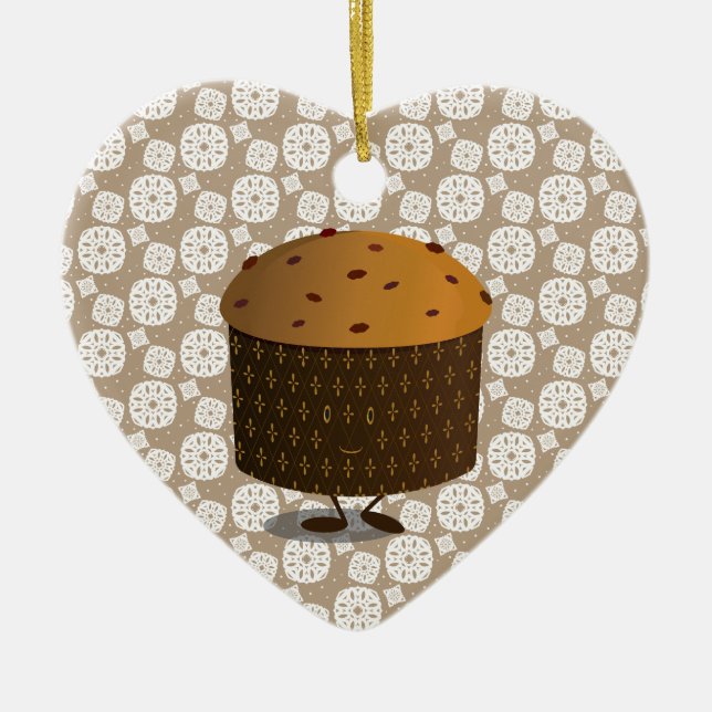 Smiling Panettone Ceramic Tree Decoration (Front)