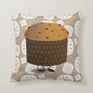 Smiling Panettone Food Christmas  Cushion