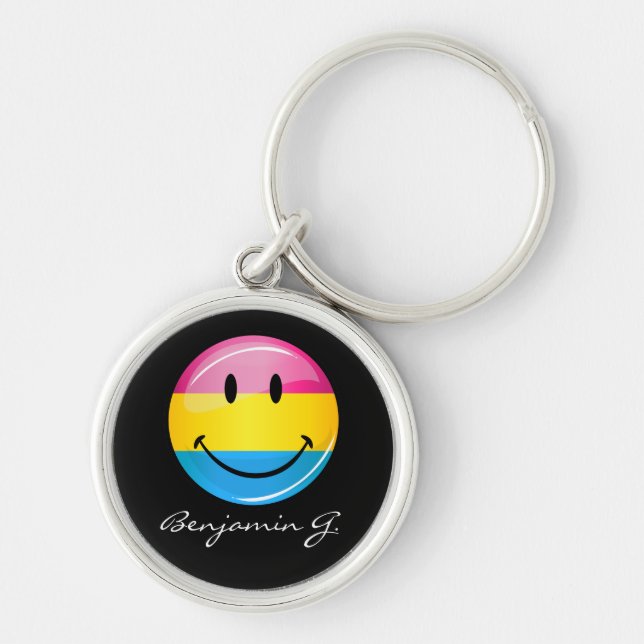 Smiling Pansexual Pride Flag Key Ring (Front)
