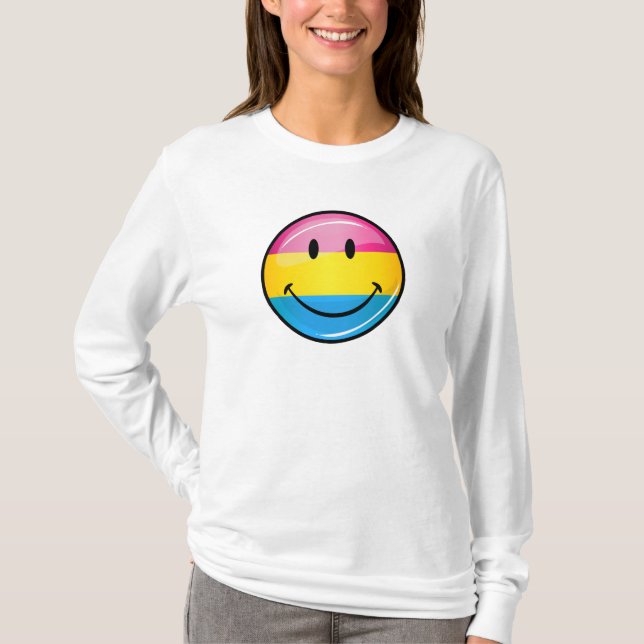 Smiling Pansexual Pride Flag T-Shirt (Front)