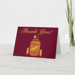 Smiling peanuts and peanut butter jar thank you card