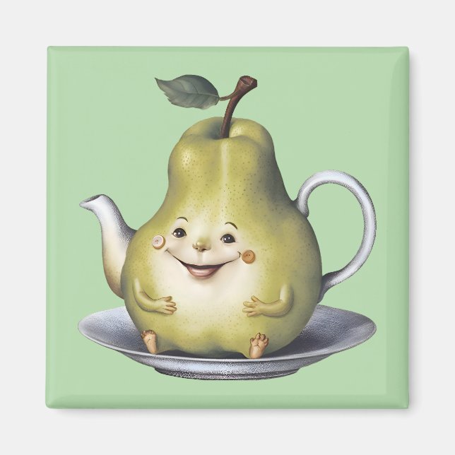 Smiling Pear Teapot Magnet (Front)