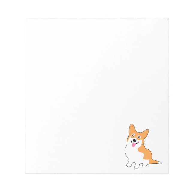 Smiling Pembroke Welsh Corgi Cartoon Notepad (Front)