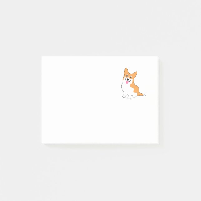 Smiling Pembroke Welsh Corgi Cartoon Post-it Notes (Front)