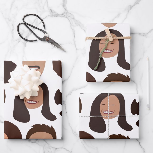 Smiling People Face Smile Wrapping Paper Sheet (Front)