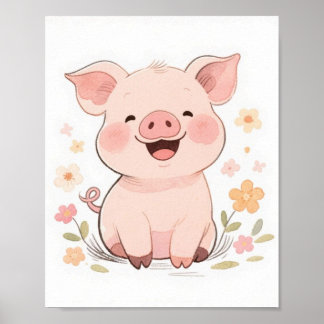 Smiling Pig Poster