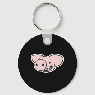 smiling pig with braces key ring