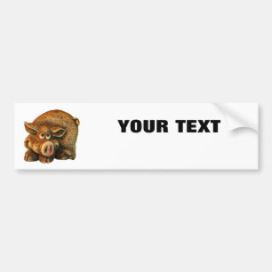 Smiling Pig Your Text "Folio Extra Bold" on White Bumper Sticker