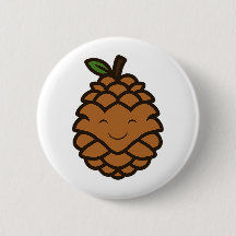 Smiling Pine Cone – Funny Nature Button