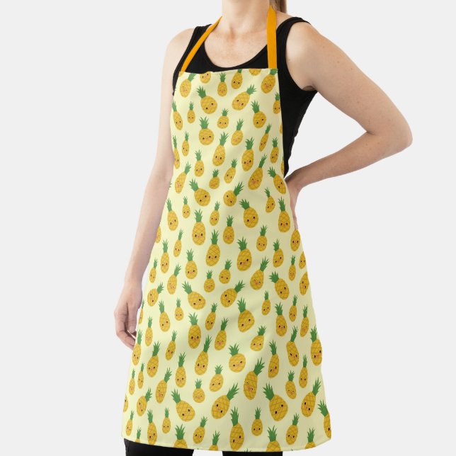 Smiling Pineapples All Over Print Apron (Insitu)