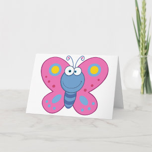 Smiling Pink Butterfly Greeting Cards