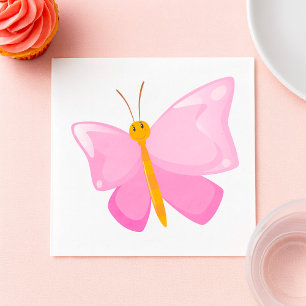 Smiling Pink Butterfly Napkin