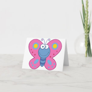 Smiling Pink Butterfly Note Cards