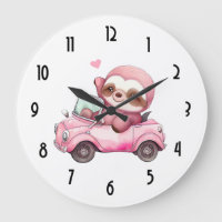 Smiling Pink Sloth Driving a Convertible