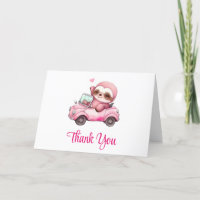 Smiling Pink Sloth Driving a Convertible