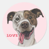 Smiling Pit Bull Terrier Dog Drawing LOVE
