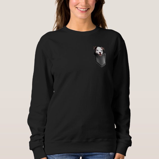 Smiling Pitbull In Pocket Friend Dog Lovers Pocket Sweatshirt (Front)