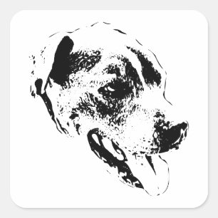 Smiling Pitbull Mix Monochrome Art Sticker