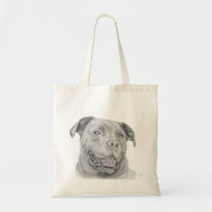Smiling Pitbull Sketch Tote Bag