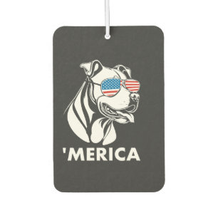 Smiling Pitbull Sun Glasses 4th Of July Merica Car Air Freshener
