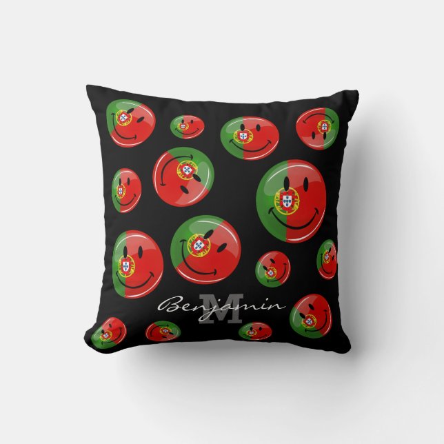 Smiling Portuguese Flag Cushion (Front)