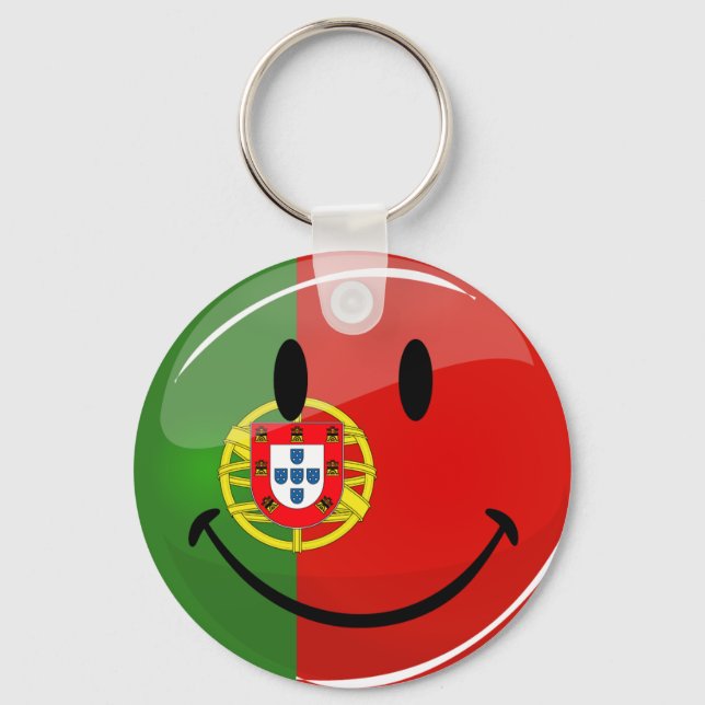 Smiling Portuguese Flag Key Ring (Front)