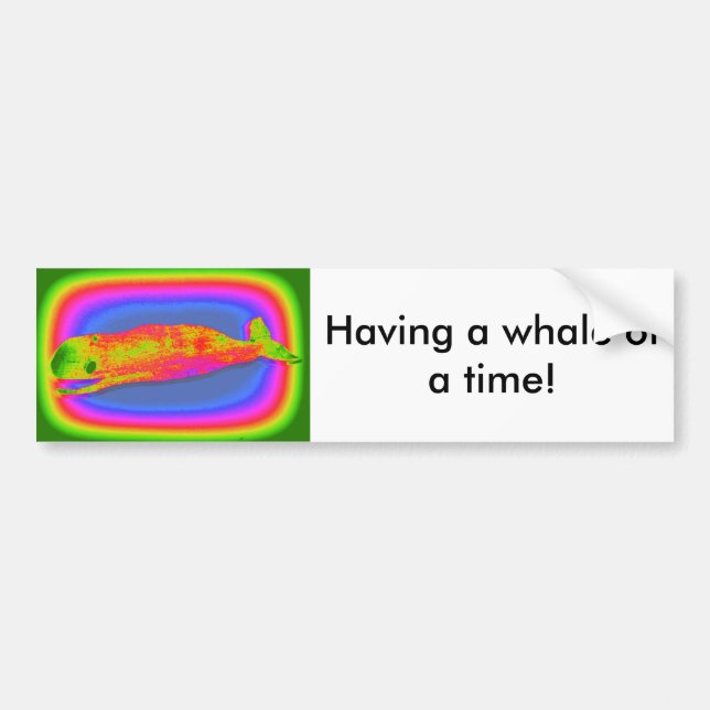smiling psychedelic whale bumper sticker (Front)