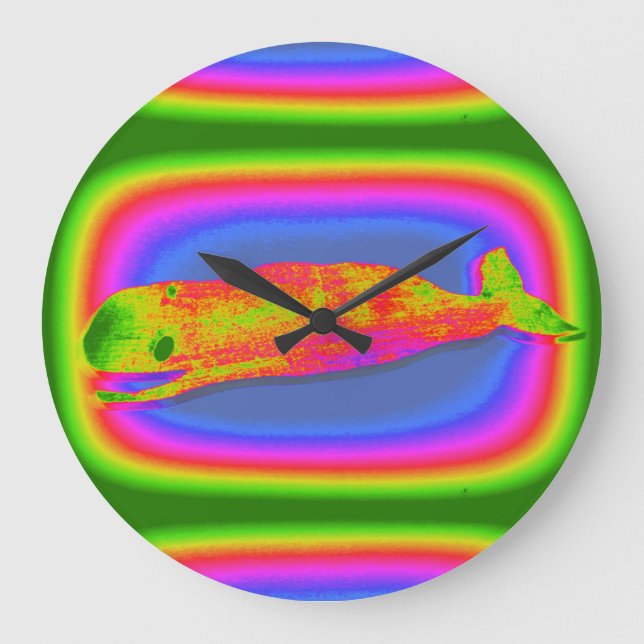 smiling psychedelic whale clock (Front)