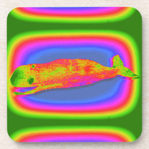 smiling psychedelic whale coasters