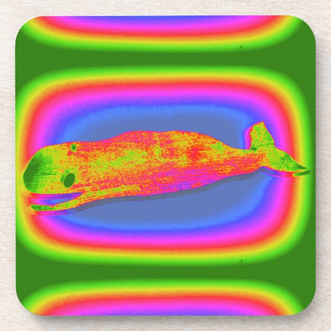 smiling psychedelic whale coasters (Front)