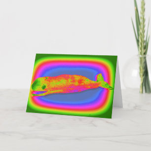 smiling psychedelic whale greeting card